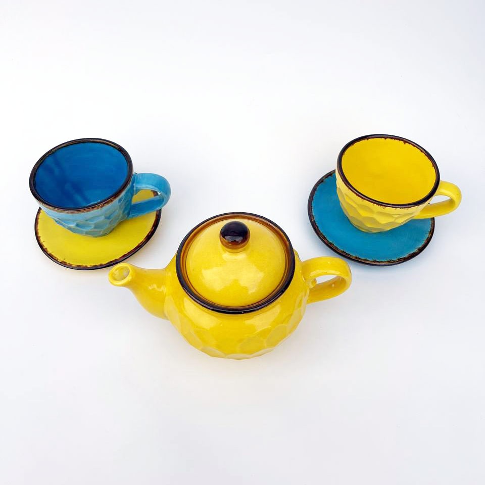 Handmade yellow ceramic teapot - Image 3