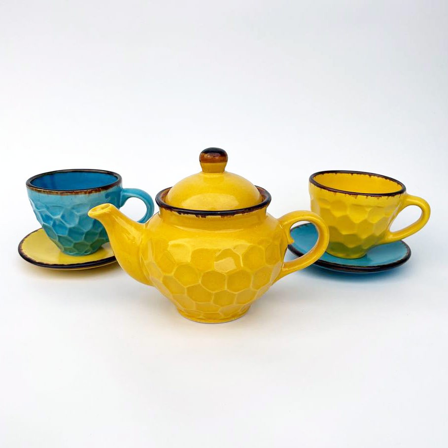 Handmade yellow ceramic teapot - Image 2