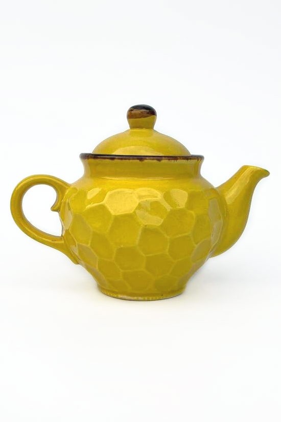 Handmade yellow ceramic teapot solokha
