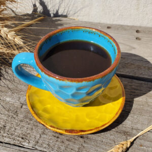 Tea set blue-yellow