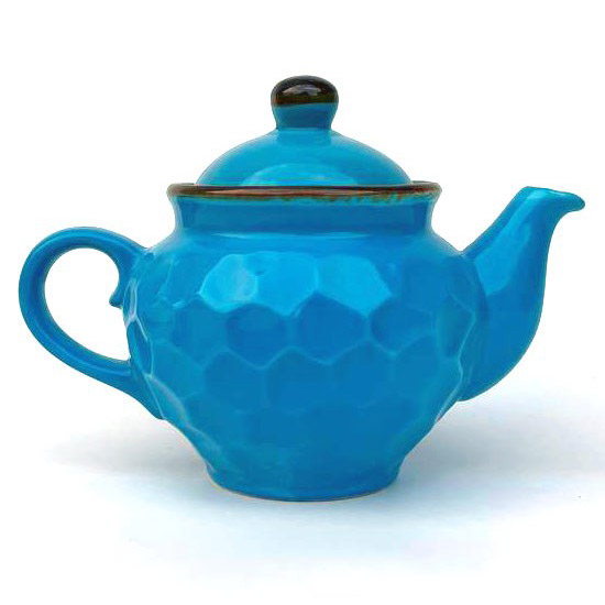 Handmade blue ceramic teapot
