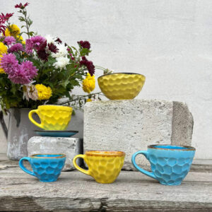 Tea set yellow-blue