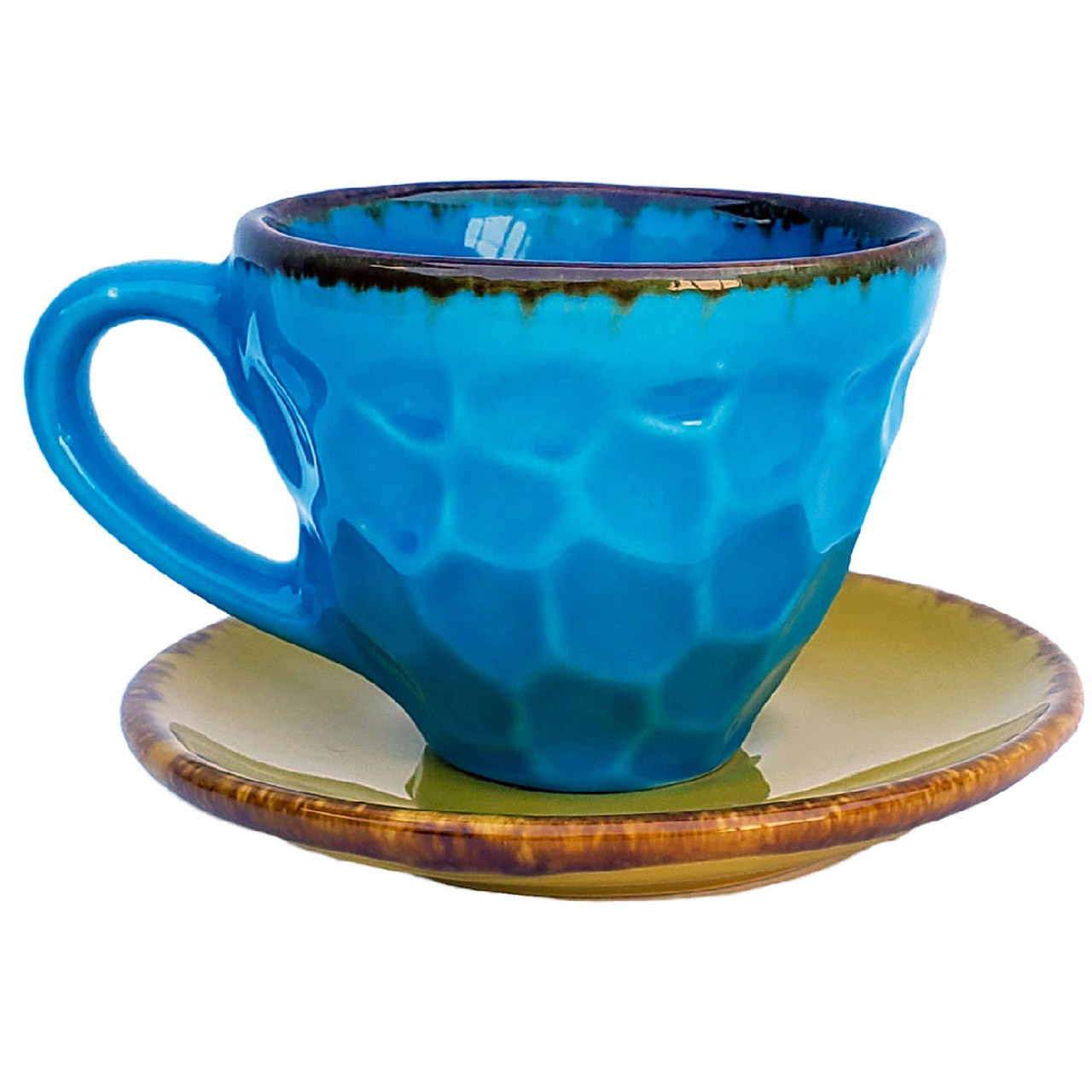 blue and yellow tea set solokha