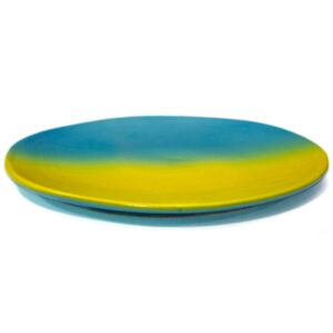 Handmade yellow-blue ceramic plate