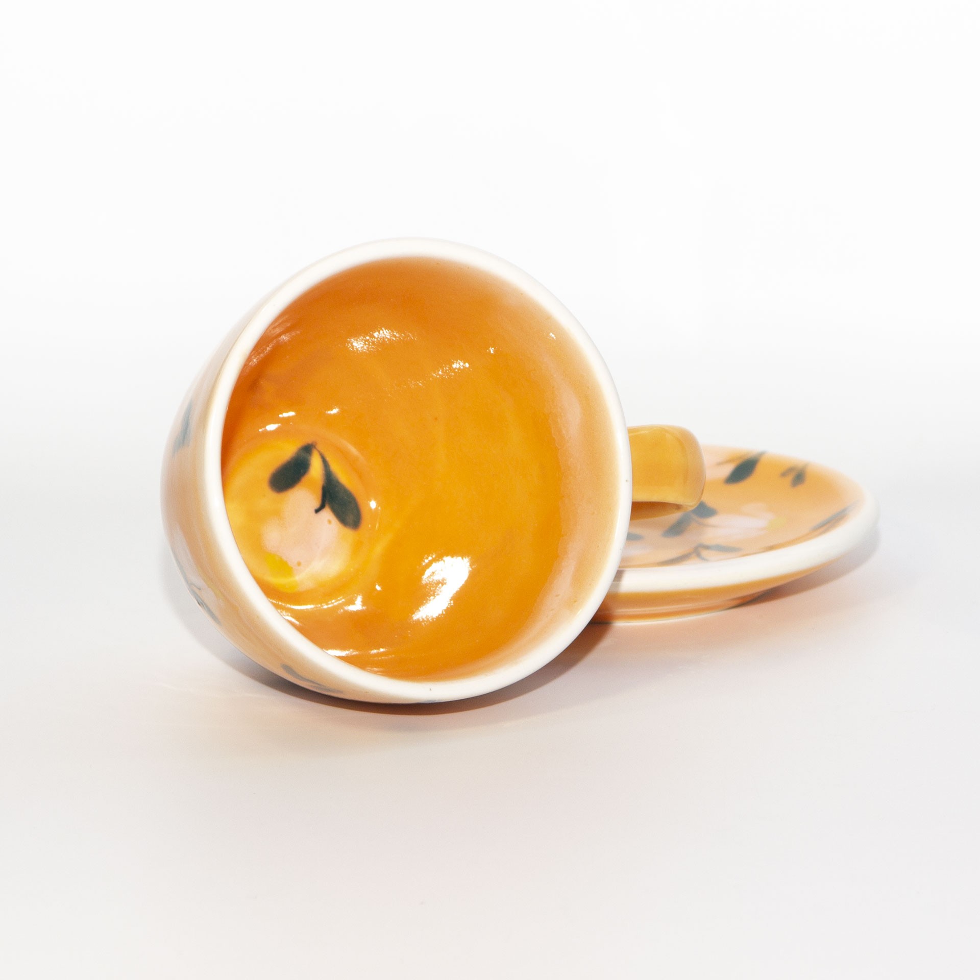 Orange tea-set with flowers - Image 3