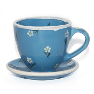Blue tea-set with flowers