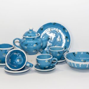 Blue tea-set with flowers