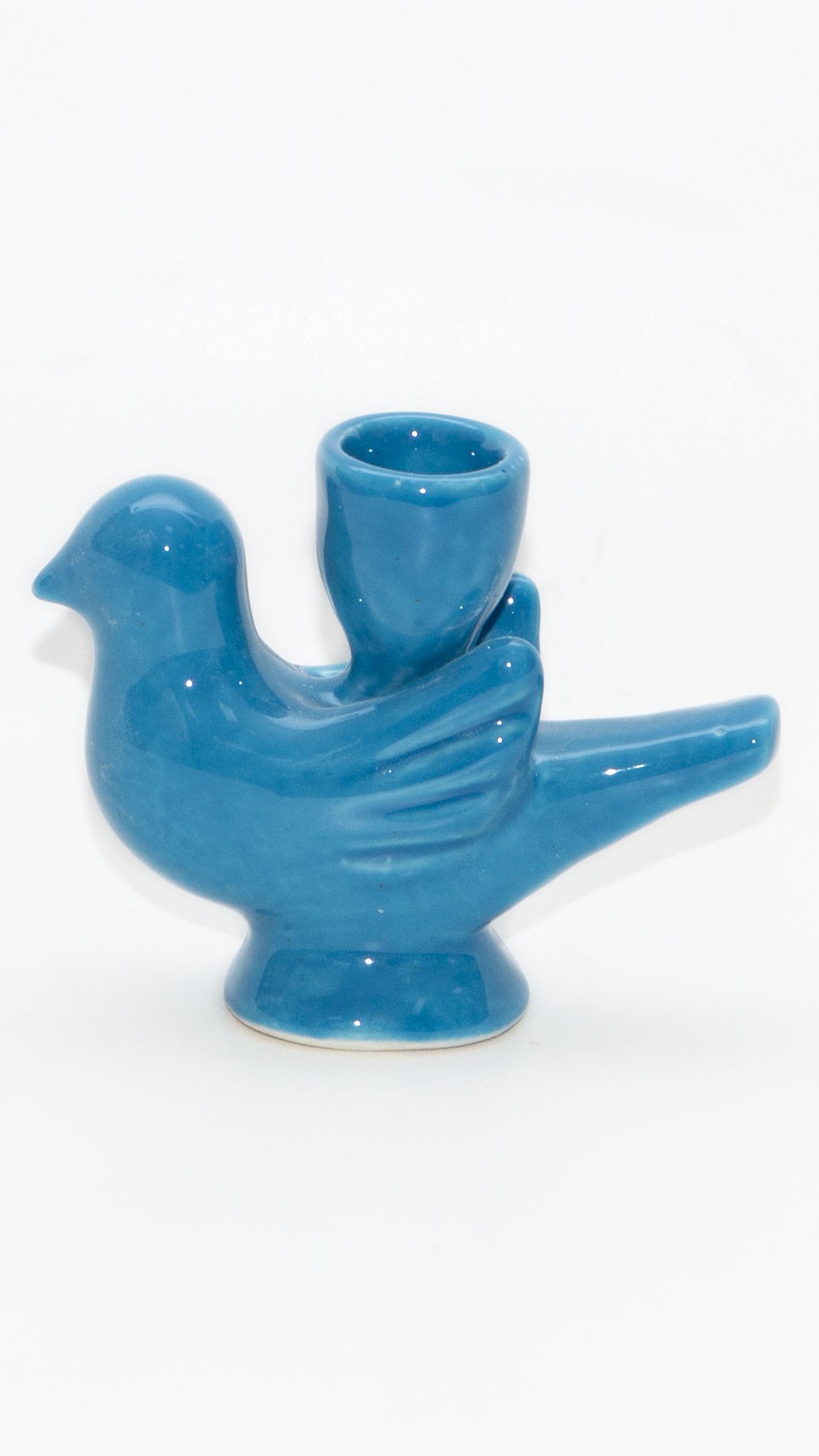 Handmade blue ceramic bird candlestick - Image 2