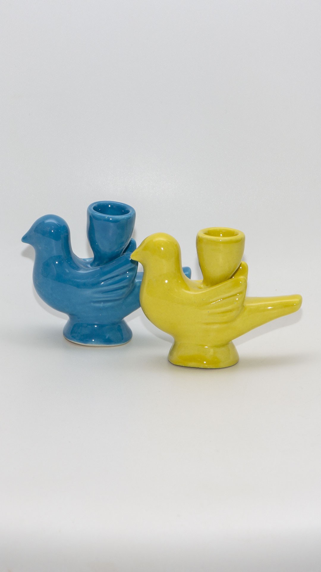 Handmade blue ceramic bird candlestick - Image 3