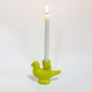 Handmade yellow ceramic bird candlestick