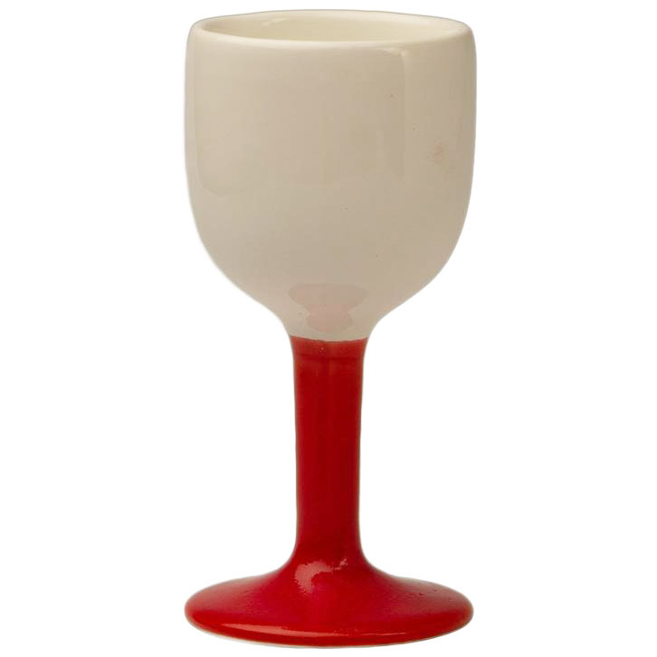 Red-white ceramic wine glass