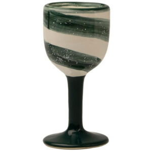 Green handmade ceramic wine glass
