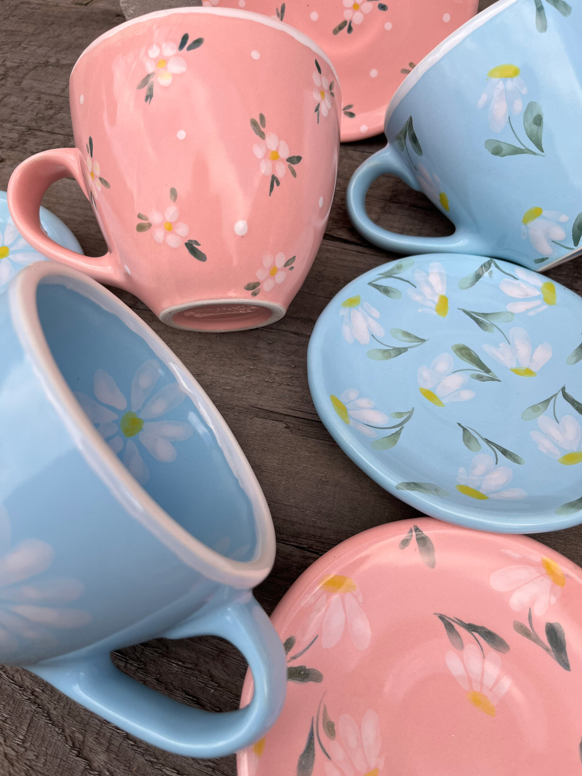 Light blue tea-set with flowers - Image 4