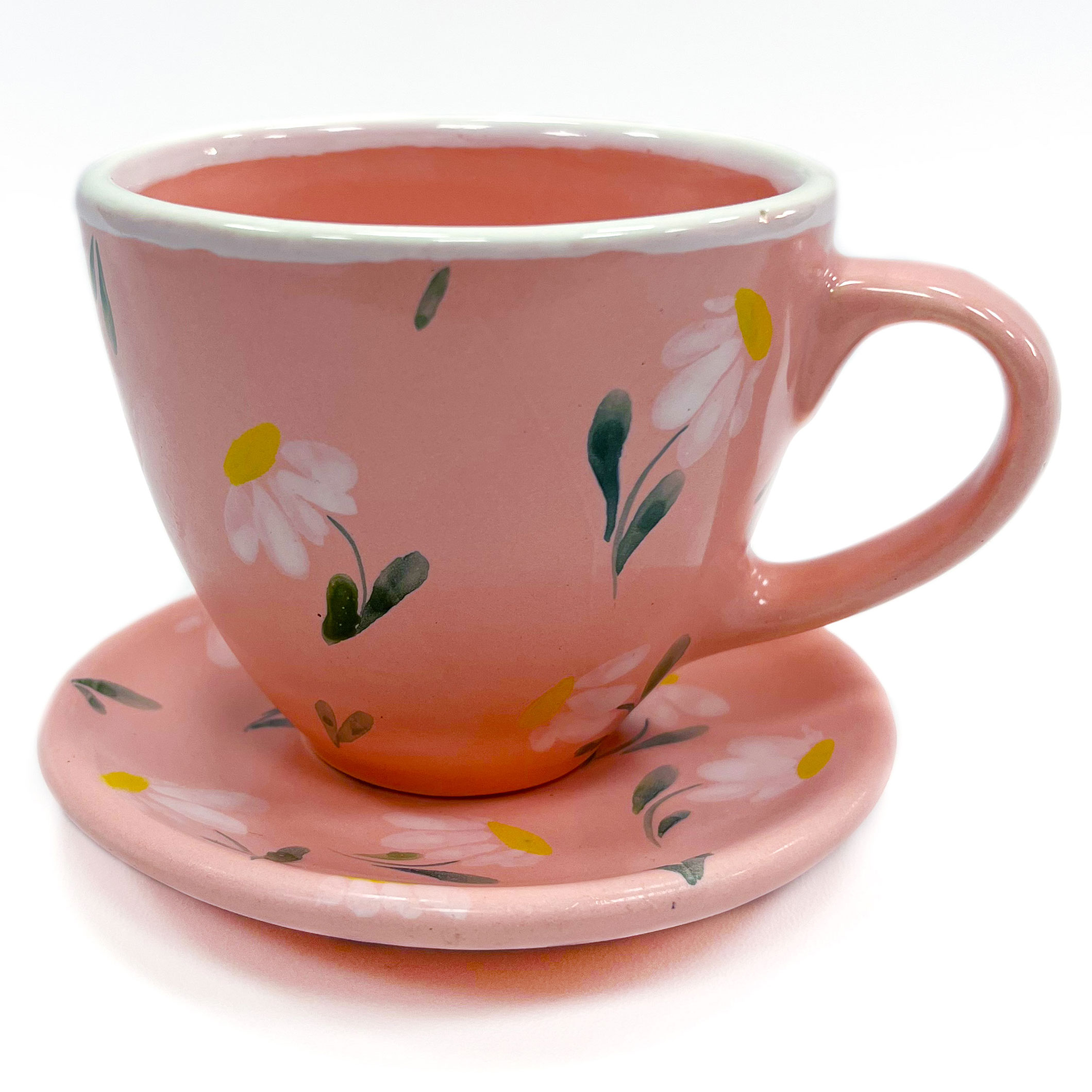 Pink tea-set with flowers