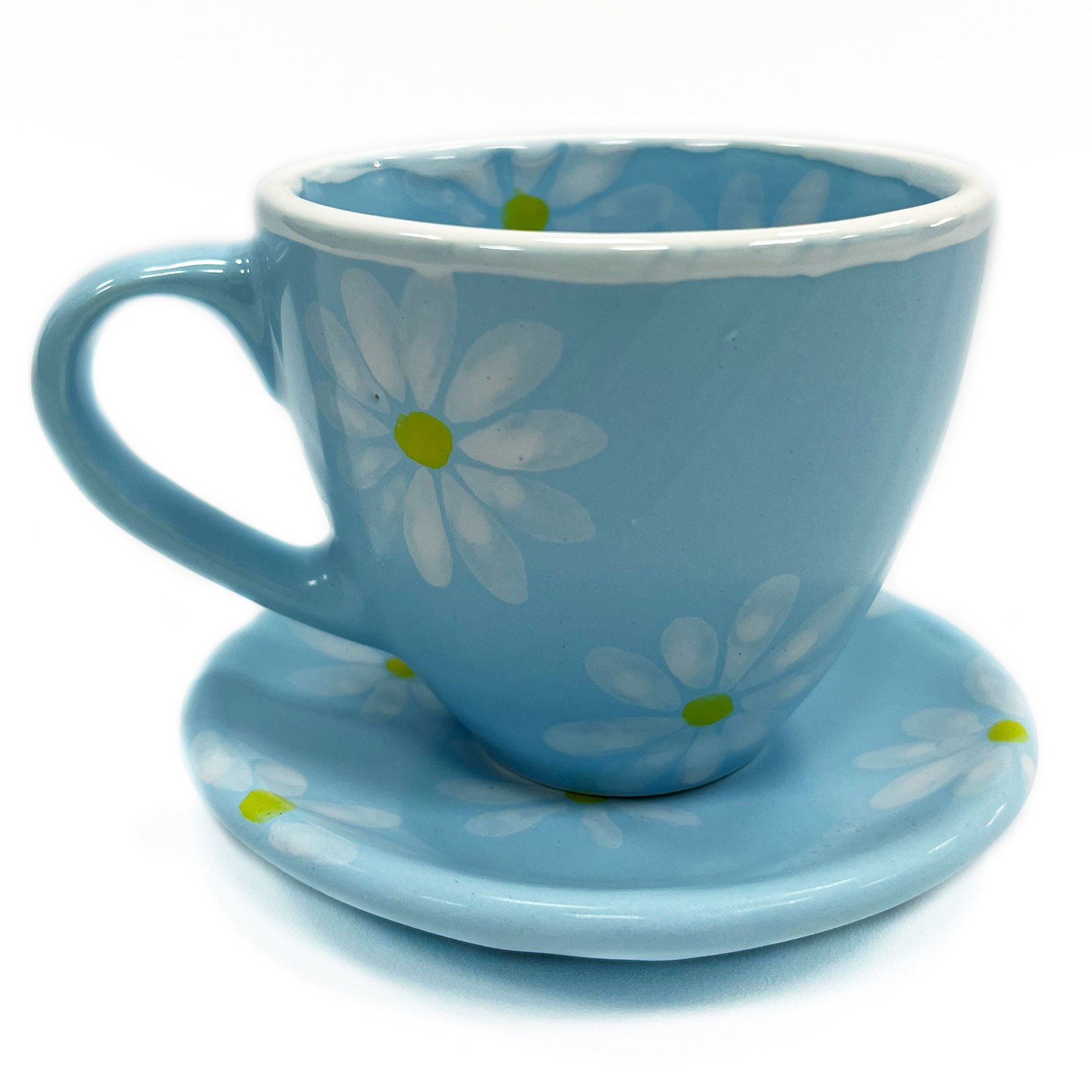 Light blue tea-set with flowers
