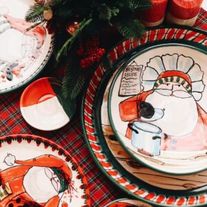 Add Christmas Cheer with a Handcrafted Ceramic Plate - Santa Claus & Christmas Tree by Anastasia Solokha
